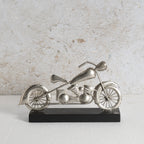 Iron motor bike with mango wood black base