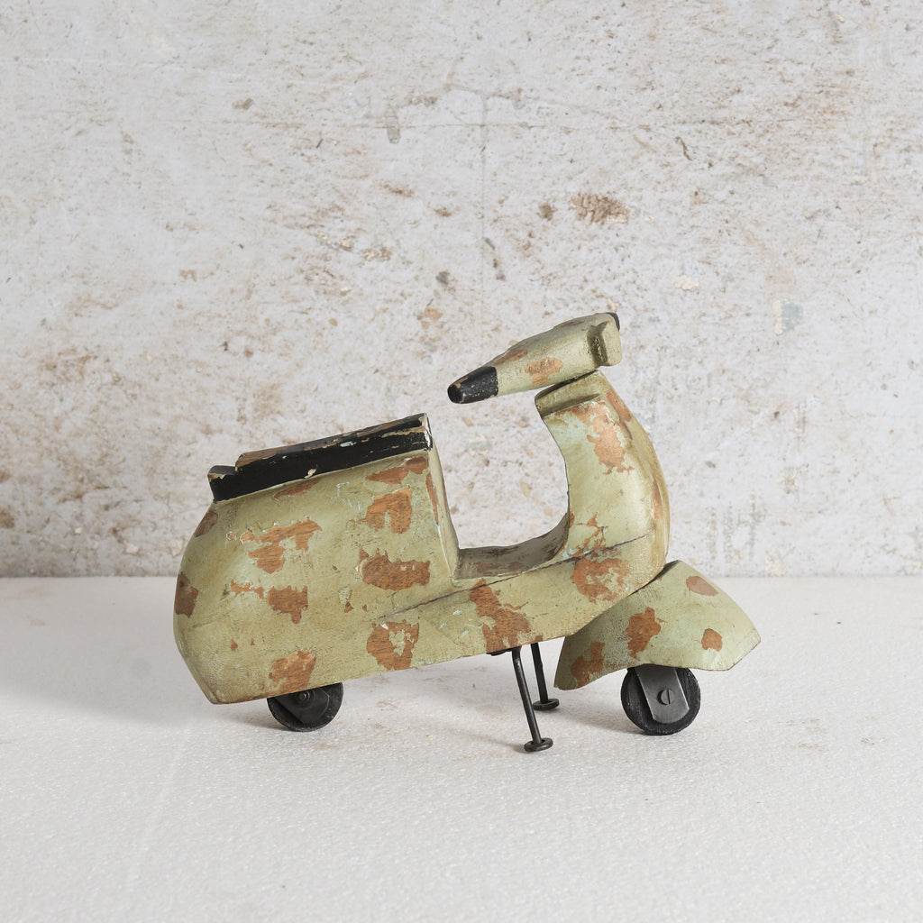 Mango wood vintage toy scooter with rustic finish