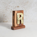 Decorative letter 'R' on a Acacia wood stand 